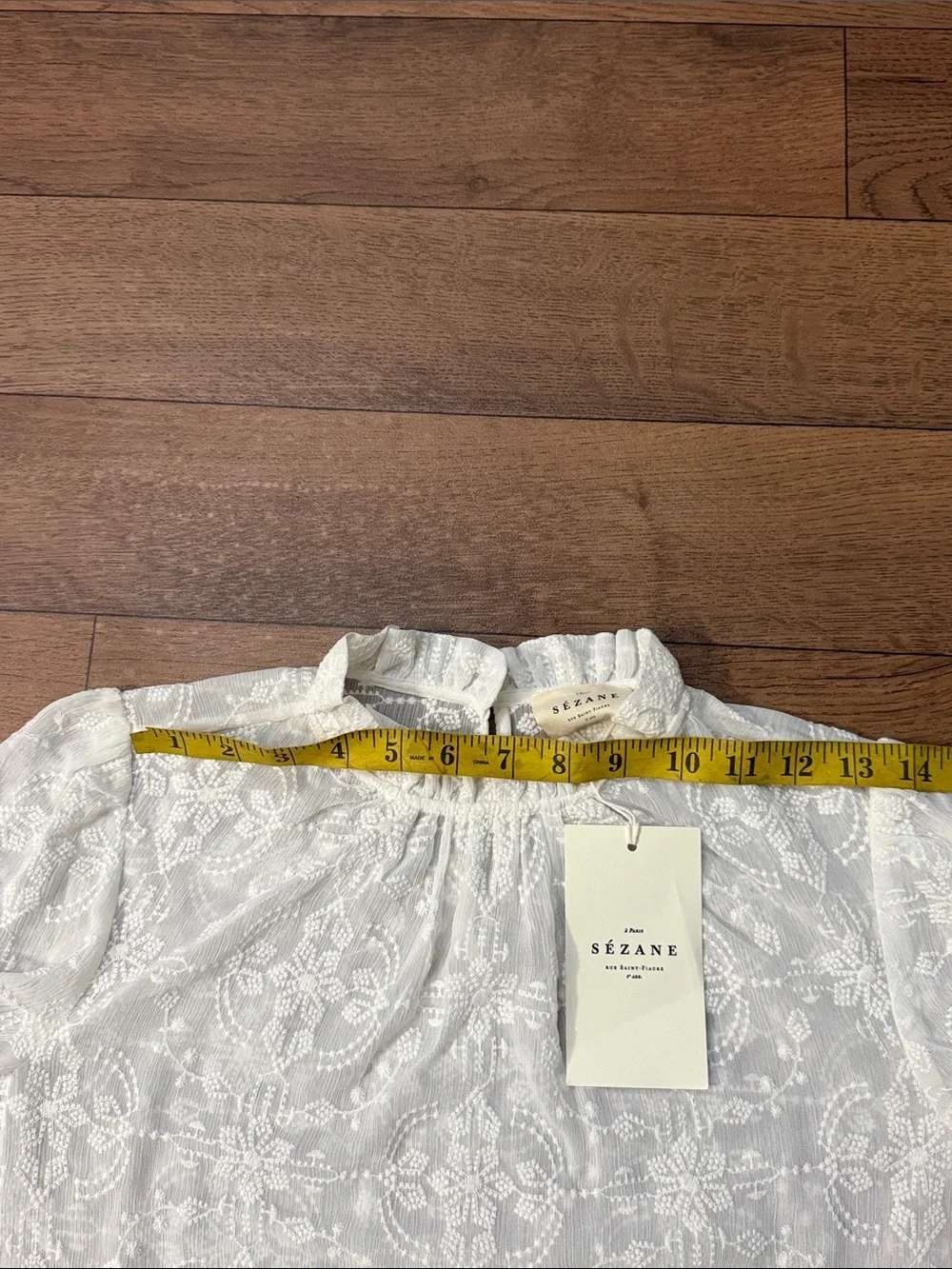 Sézane Size US 2 / FR 34 Valentine Blouse In Ecru NWT Embroidered Quiet Luxury